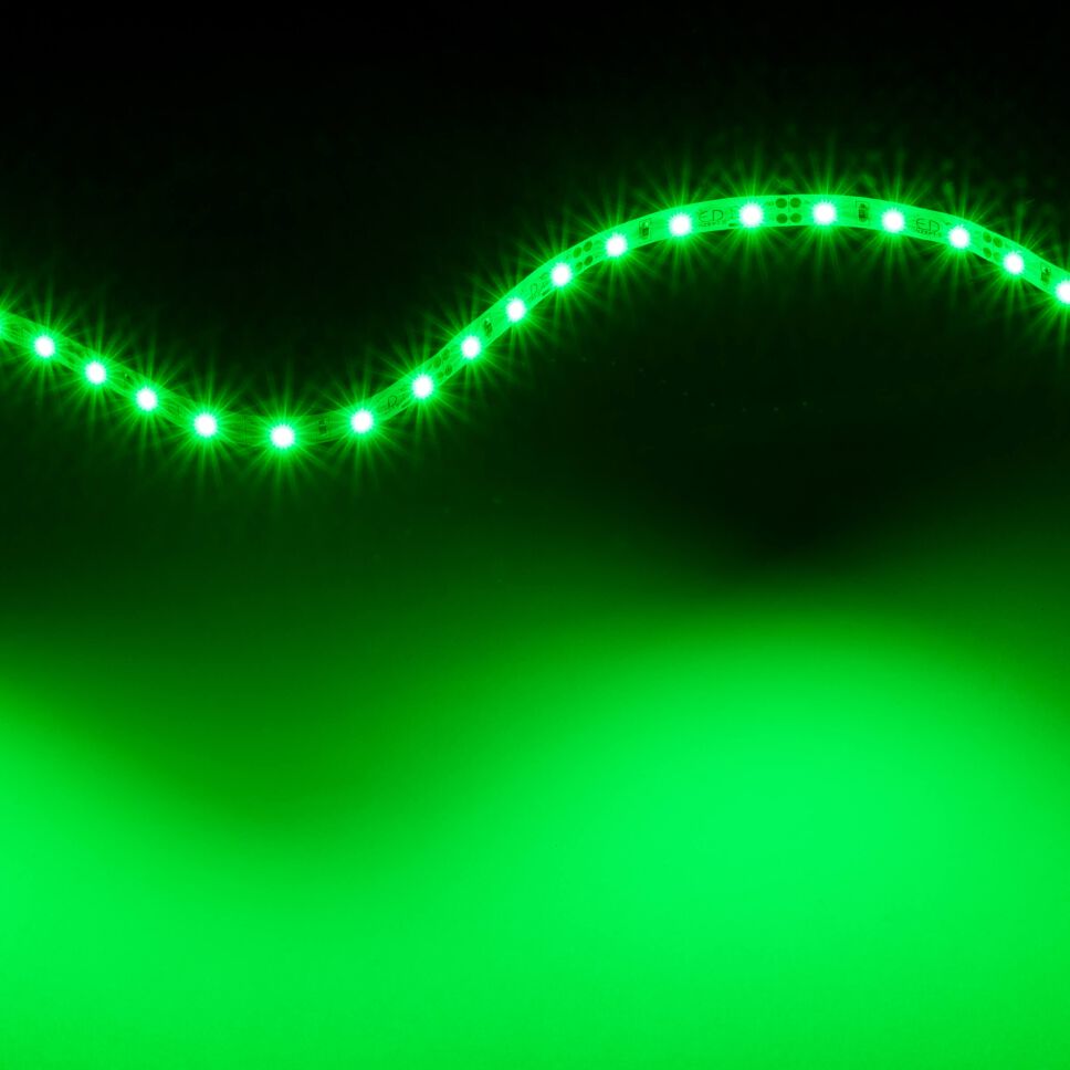 LED Streifen  12V  grün  4,8W/m,  100cm,  mit Litzenanschluss (ca. 15cm)