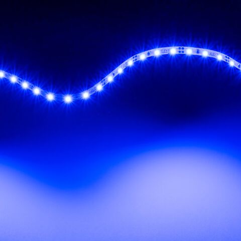 LED Streifen  12V  blau  4,8W/m,  100cm,  mit Litzenanschluss (ca. 15cm)