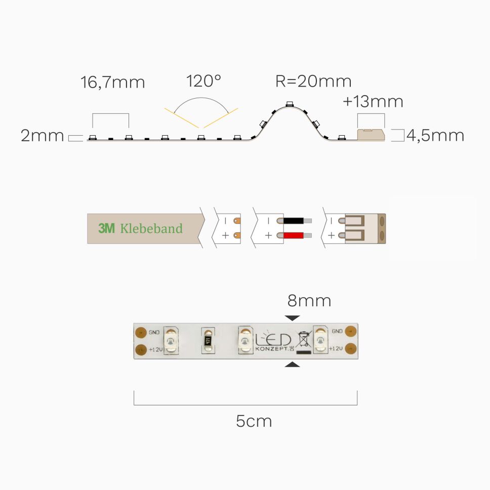 LED Streifen, LED Strip, rot 12V 24W, 2,5m, 19,50 €