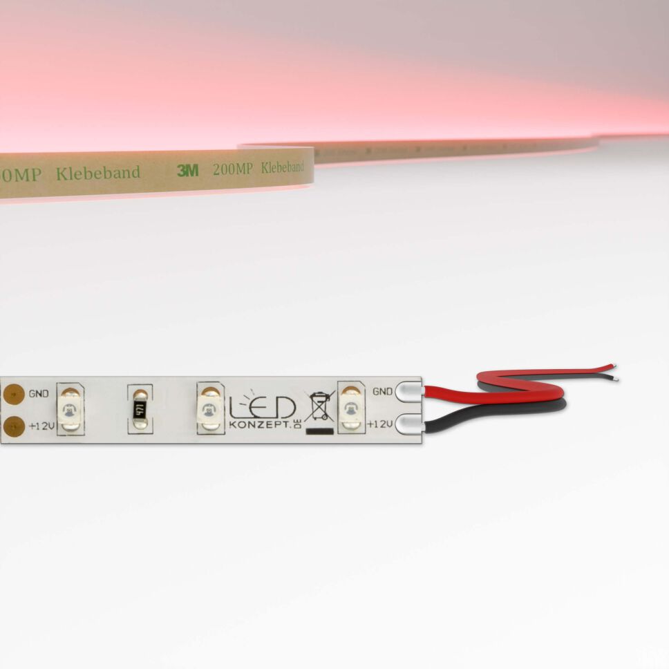 rot leuchtender LED Streifen mit flexibler Leiterplatte, LED Streifen ist gewellt