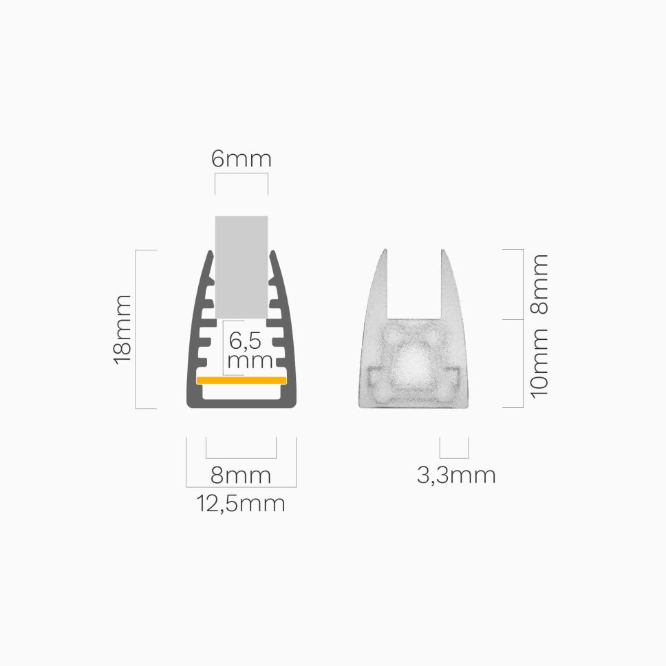 LED Alu Profil für Glaskanten mit 6mm Stärke, 300c, 34,80 €