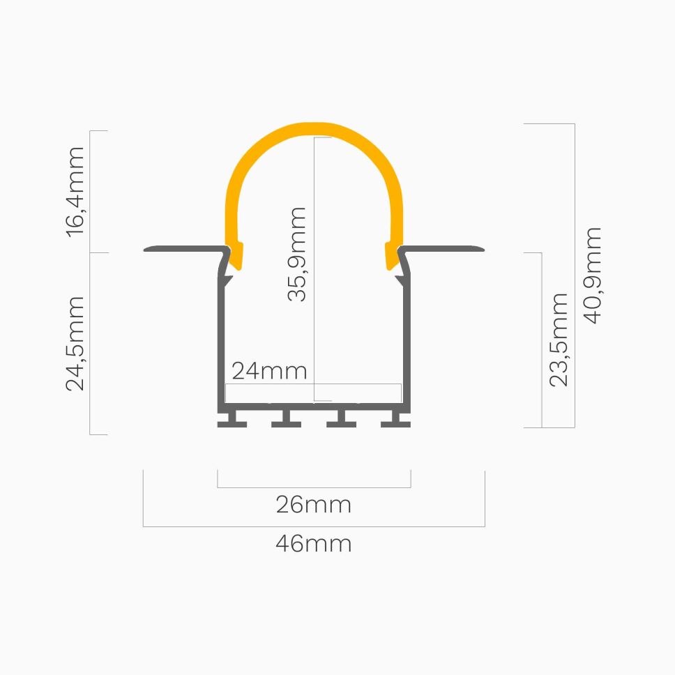 Alu Deckenprofil für LED Streifen mit runder Abd. , 60,80 €