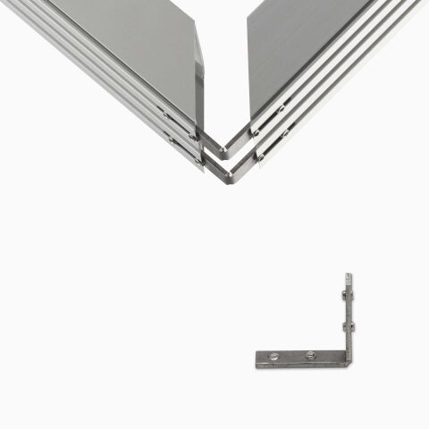 Produktbild und Anwendungsbeispiel des Eckverbinders 90 Grad vertikal