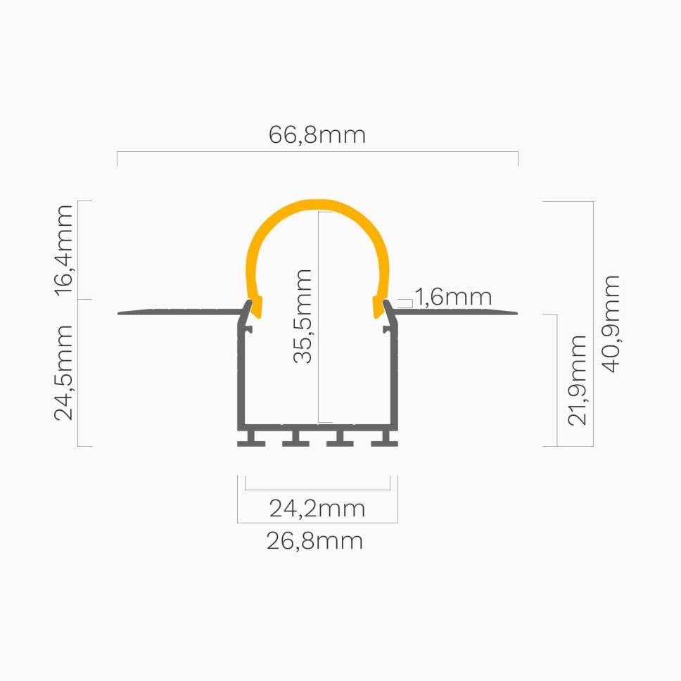 LED Alu Einlassprofil zum Verputzen mit runder Abd, 51,80 €
