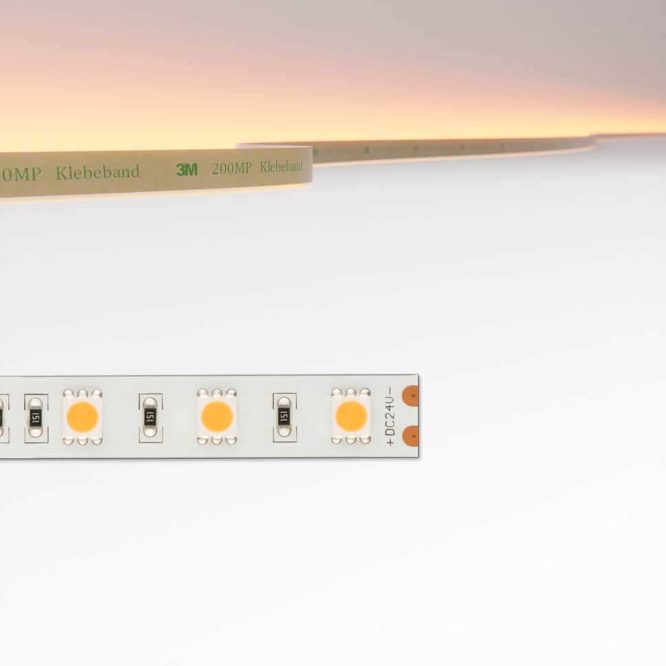 10mm breiter LED Streifen mit monochromen LEDs bestück, obige Darstellung zeigt die Leuchtfarbe des Streifens