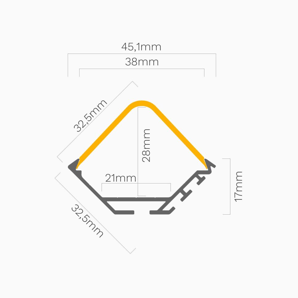 LED Alu Profil KOPRO-E, inkl. eckiger Abdeckung, 2, 68,75 €