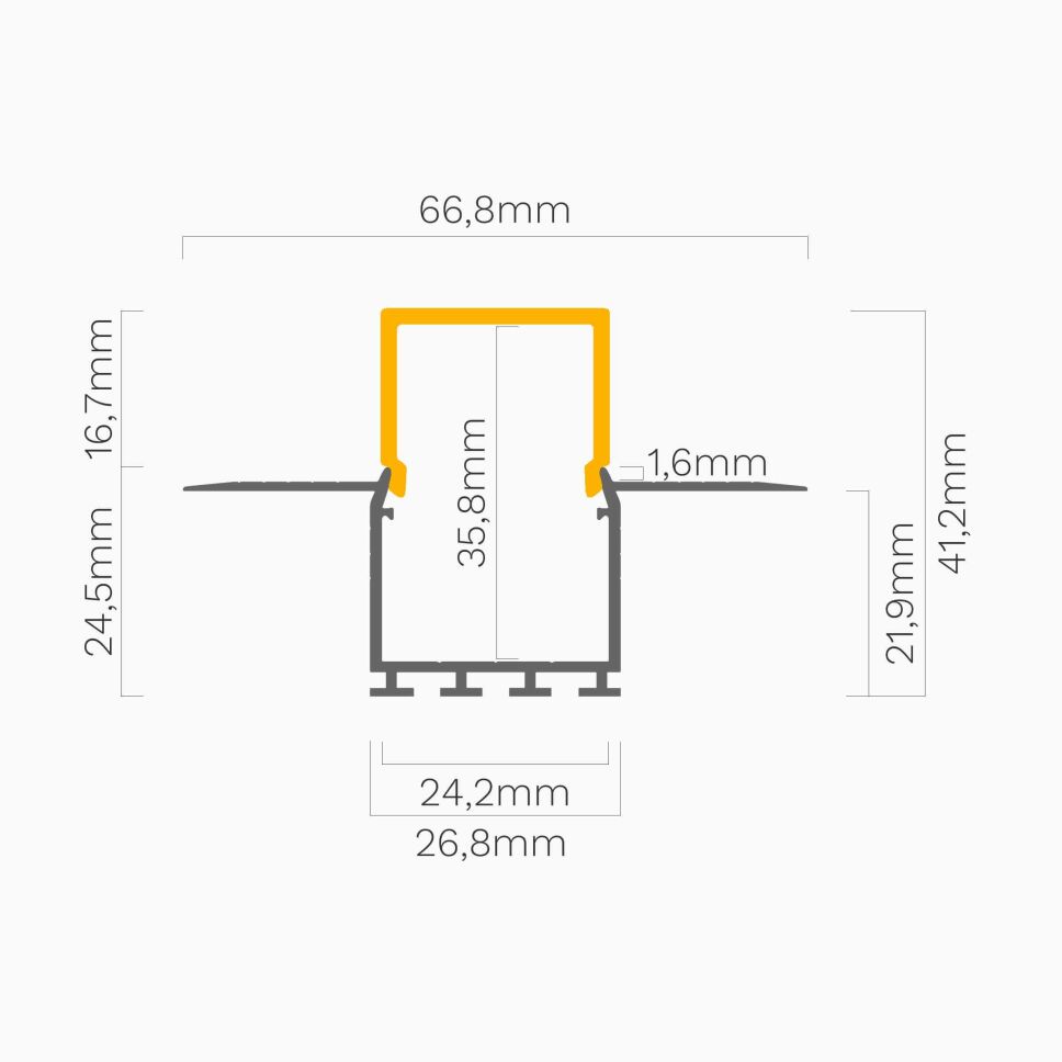 Trockenbauprofil mit eckiger Abdeckung satiniert, , 53,80 €
